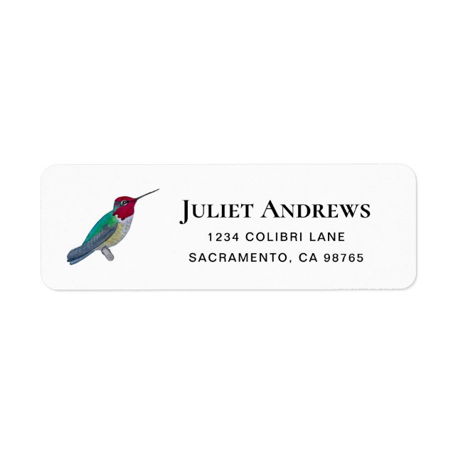 Étiquette de l'adresse de retour d'Anna's Hummingb (Devant)