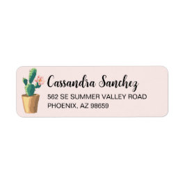 Étiquette de l'adresse de retour de cactus en flor