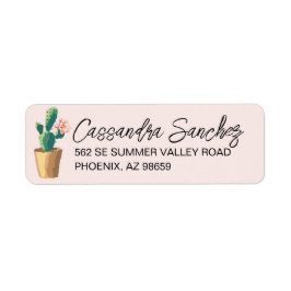 Étiquette de l'adresse de retour de cactus en flor