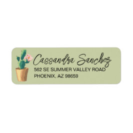 Étiquette de l'adresse de retour de cactus en flor