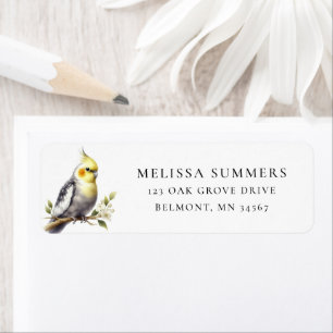 Étiquette de l'adresse de retour de Cute Cockatiel