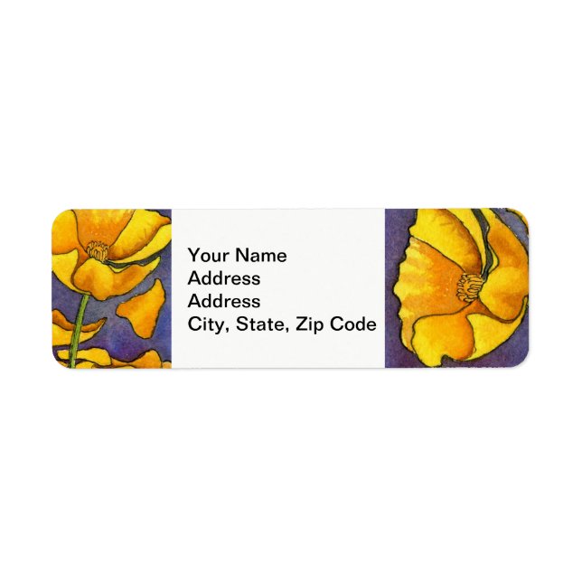 Étiquette de l'adresse de retour de fleurs, pavot  (Devant)