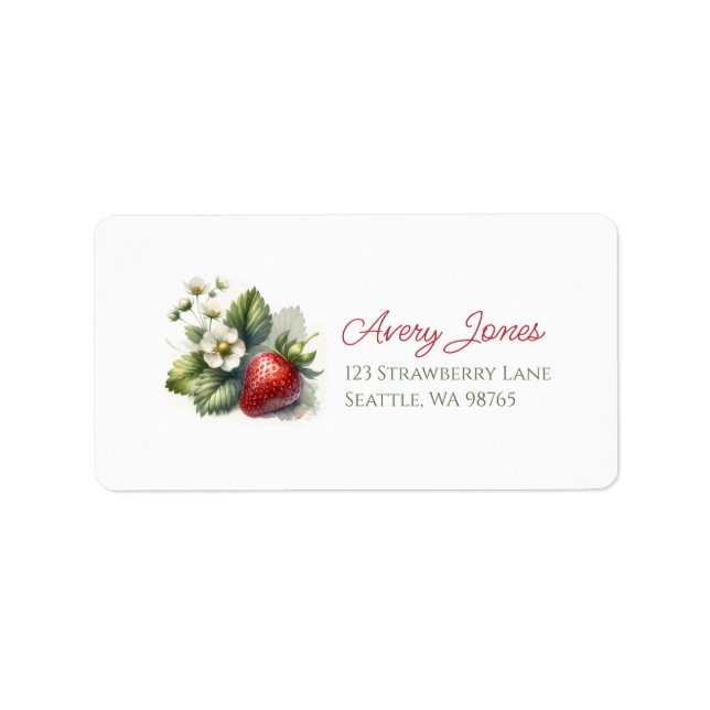 Étiquette de l'adresse de retour de fraises et de  (Devant)