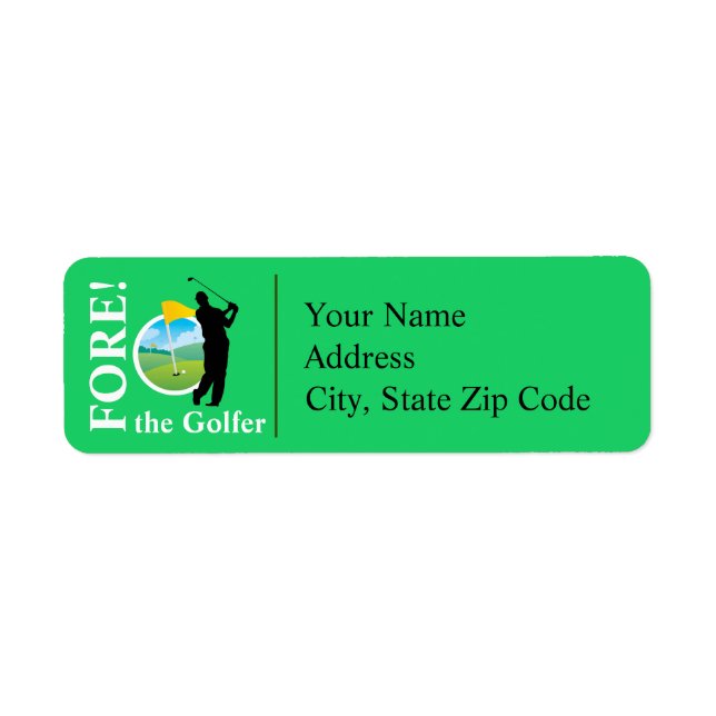 Étiquette De L'Adresse De Retour De Golfer (Devant)