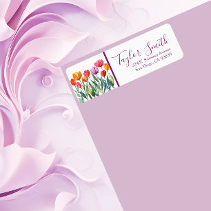 Étiquette de l'adresse de retour de jolies tulipes