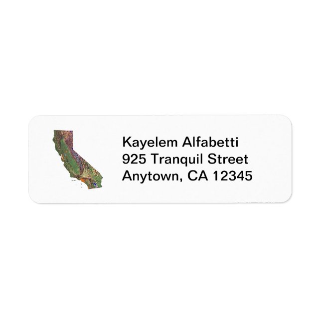 Étiquette de l'adresse de retour de la carte Calif (Devant)