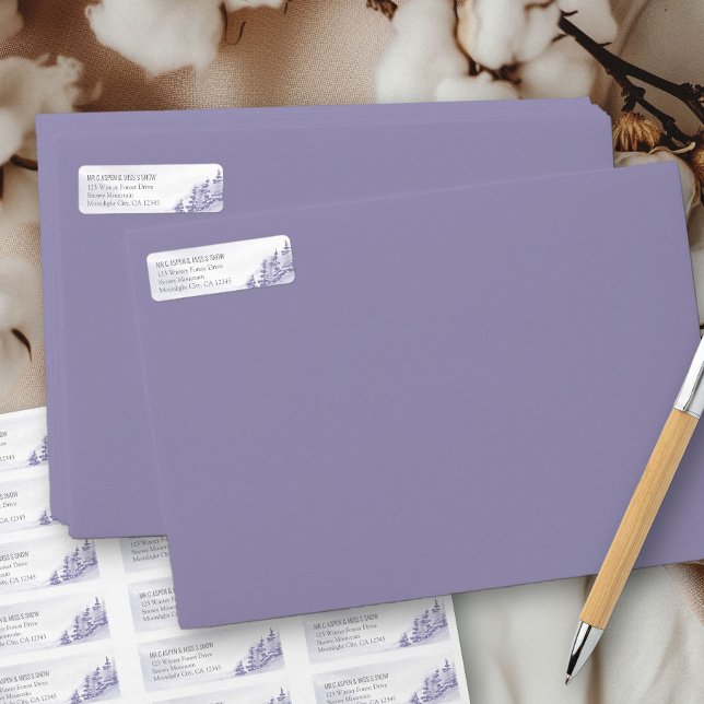Étiquette de l'adresse de retour de la lavande de  (Return address labels from my Winter Forest Lavender Wedding Collection)