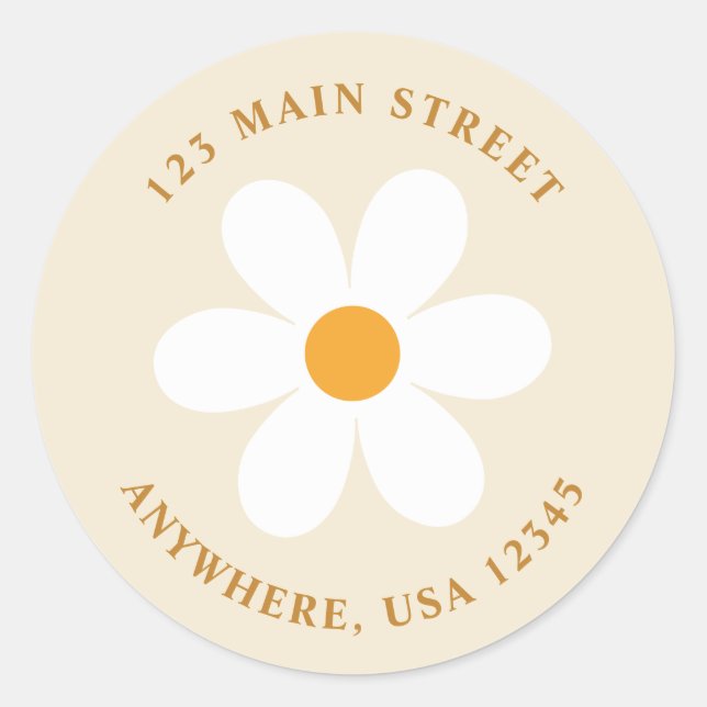 Étiquette de l'adresse de retour de la marguerite  (Devant)
