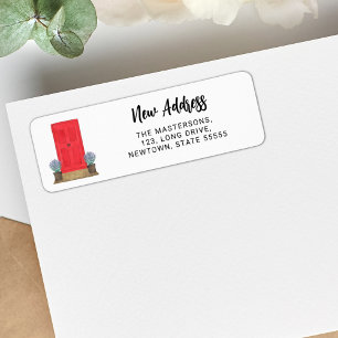 Étiquette de l'adresse de retour de la porte rouge