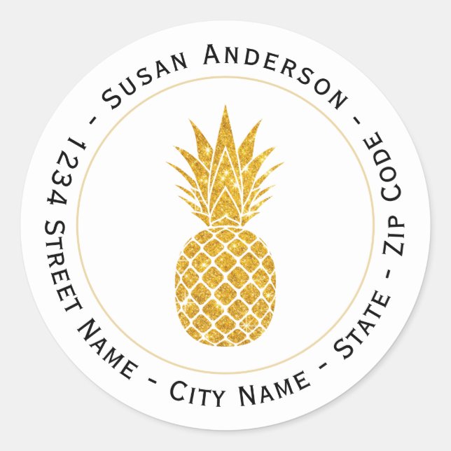 Étiquette de l'adresse de retour de l'ananas Parti (Devant)