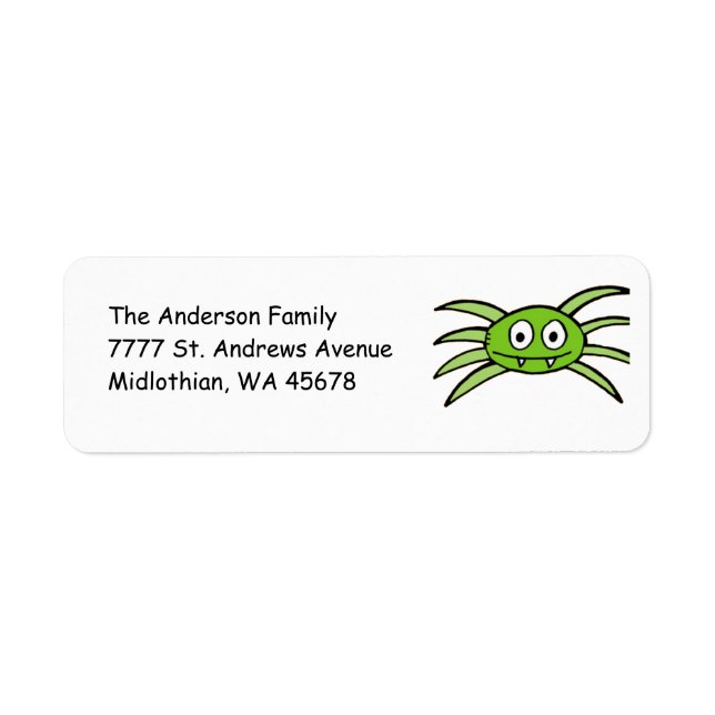 Étiquette de l'adresse de retour de l'araignée ver (Devant)