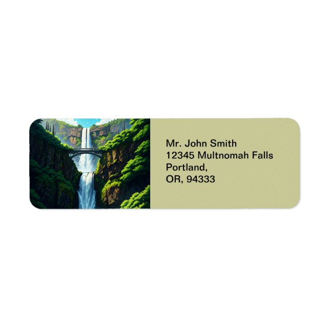 Étiquette de l'adresse de retour de Multnomah Fall (Devant)