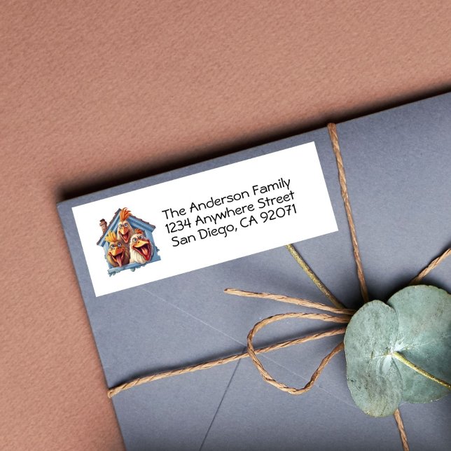 Étiquette de l'adresse de retour de poulet drôle p (Créateur téléchargé)