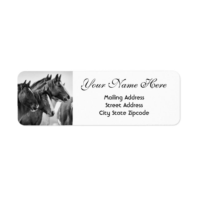 Étiquette de l'adresse de retour des chevaux noirs (Devant)