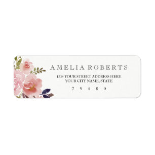 Étiquette de l'adresse de retour des pivoines aqua