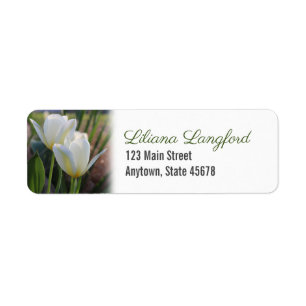 Étiquette de l'adresse de retour des Tulipes blan