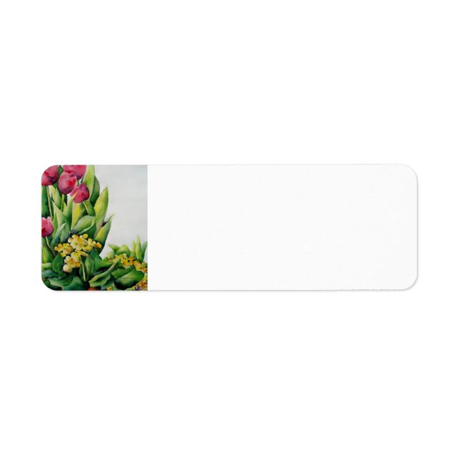 Étiquette de l'adresse de retour des Tulipes roses (Devant)