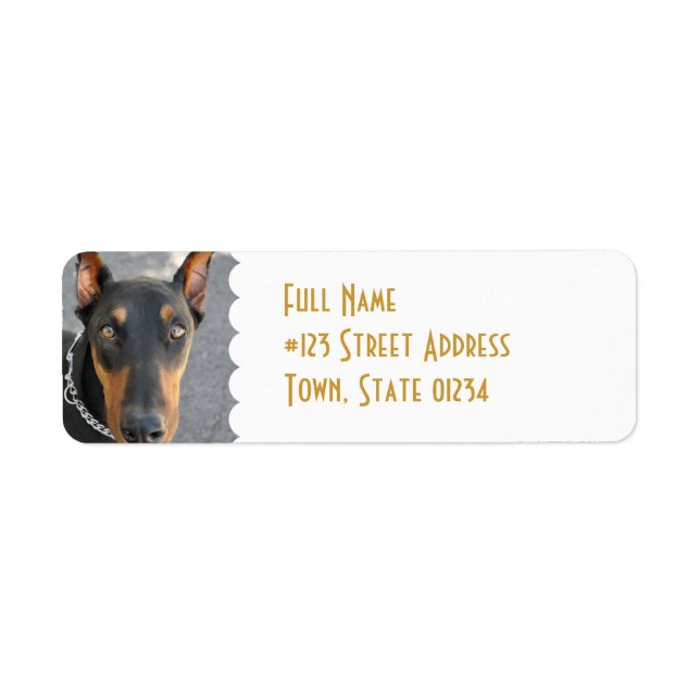 Étiquette de l'adresse de retour Doberman Pinscher (Devant)