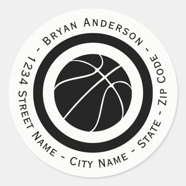 Étiquette de l'adresse de retour du basket-ball ci (Devant)