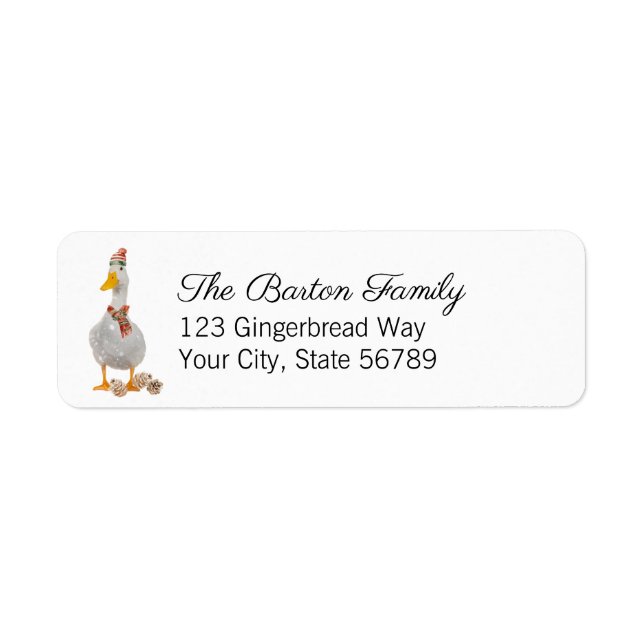 Étiquette de l'adresse de retour du canard d'hiver (Devant)