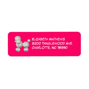Étiquette de l'adresse de retour du caniche rose e