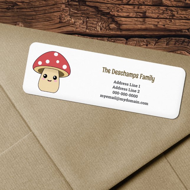 Étiquette de l'adresse de retour du champignon (Cute Mushroom Return Address Label)