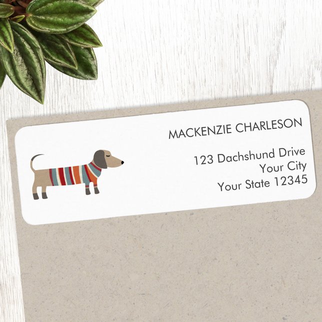 Étiquette de l'adresse de retour du chien Dachshun (Fun Dachshund Wiener Sausage Dog personalized return address label)
