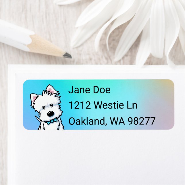Étiquette de l'adresse de retour du chien Westie (En situation)