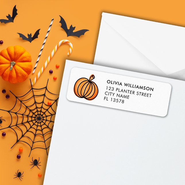 Étiquette de l'adresse de retour du Citrouille d'H (Pumpkin Address Labels, perfect for Halloween and Fall stationery. )