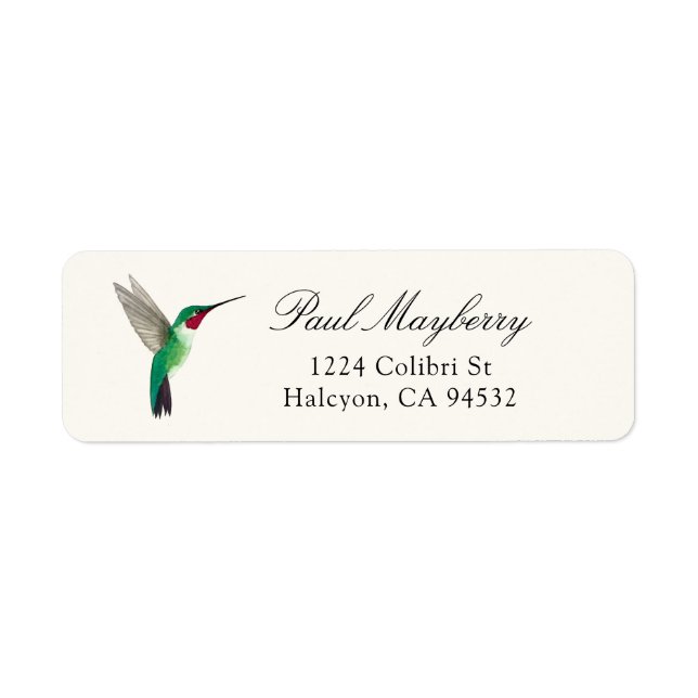 Étiquette de l'adresse de retour du colibri à queu (Devant)