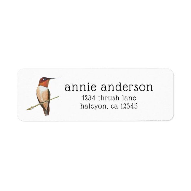Étiquette de l'adresse de retour du colibri roux (Devant)