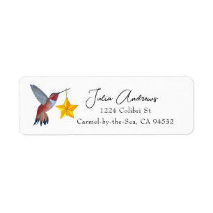 Étiquette de l'adresse de retour du colibri roux e
