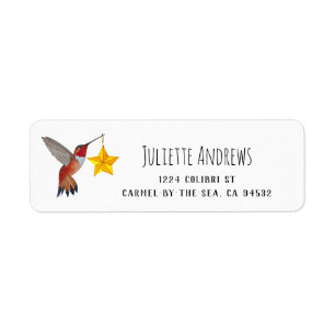 Étiquette de l'adresse de retour du colibri roux e