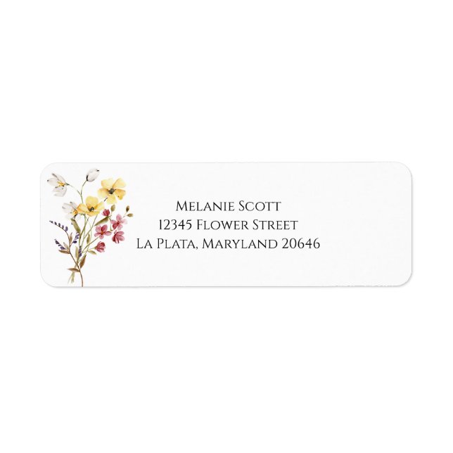 Étiquette de l'adresse de retour du fleur sauvage (Devant)