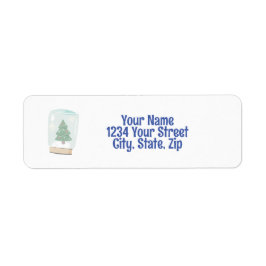 Étiquette de l'adresse de retour du globe des neig