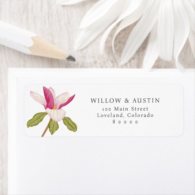 Étiquette de l'adresse de retour du Mariage floral (En situation)