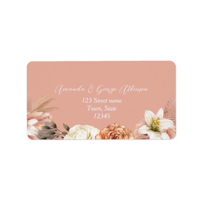 Étiquette de l'adresse de retour du Mariage floral (Devant)