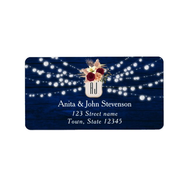 Étiquette de l'adresse de retour du Mariage rustiq (Devant)