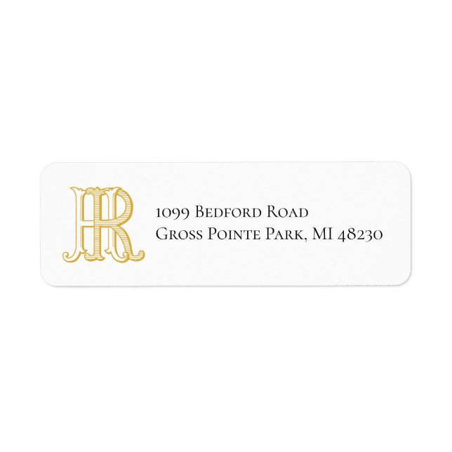 Étiquette de l'adresse de retour du monogramme RH  (Devant)