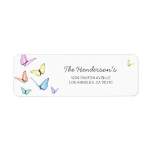 Étiquette de l'adresse de retour du papillon