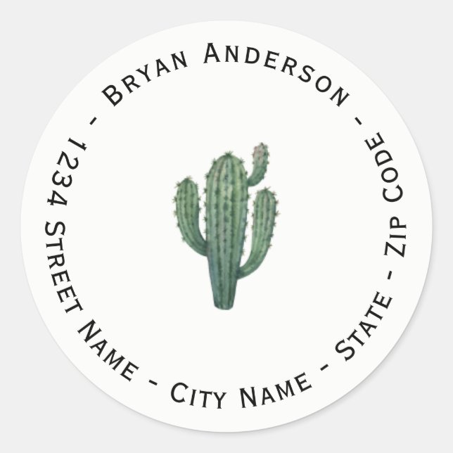 Étiquette de l'adresse de retour du Plante Cactus (Devant)