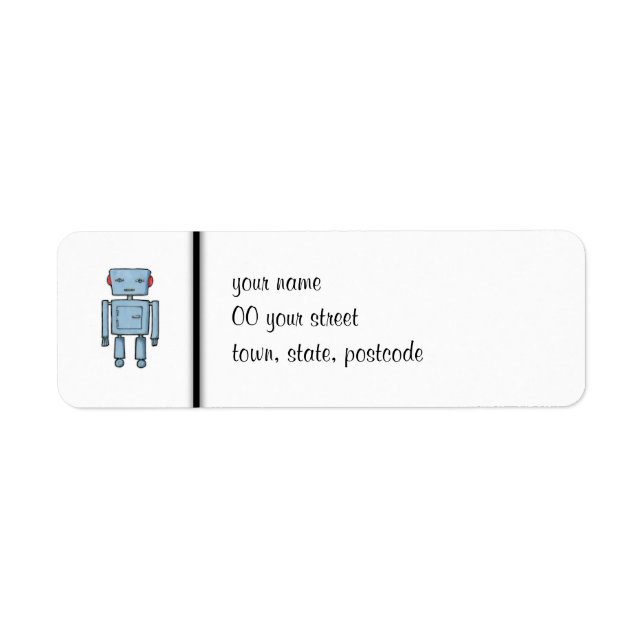Étiquette de l'adresse de retour du robot de jouet (Devant)