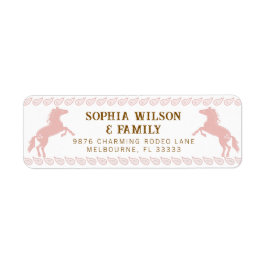 Étiquette de l'adresse de retour du rodéo rose de 
