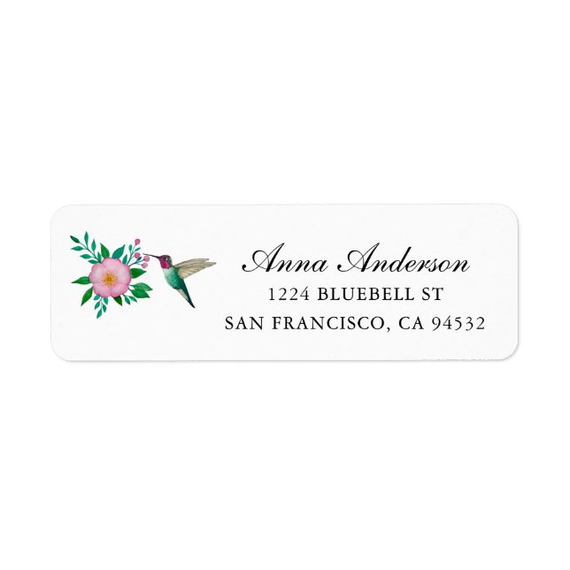 Étiquette de l'adresse de retour du Rose colibri e (Devant)