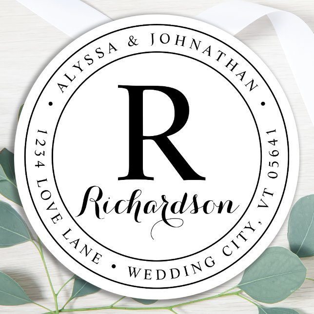 Étiquette de l'adresse de retour élégante du monog (Créateur téléchargé)