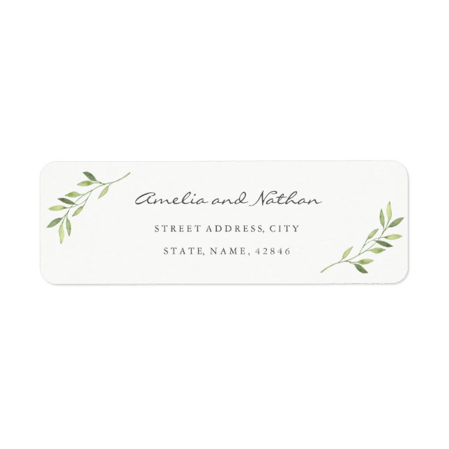 Étiquette de l'adresse de retour feuille aquarelle (Devant)