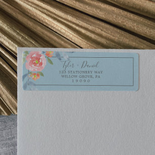 Étiquette de l'adresse de retour florale de la pre