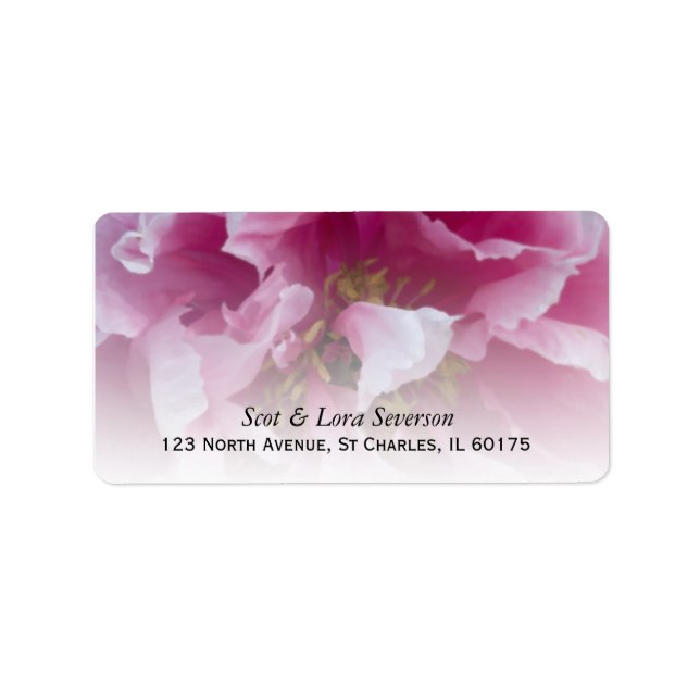 Étiquette de l'adresse de retour florale Pink Peon (Devant)