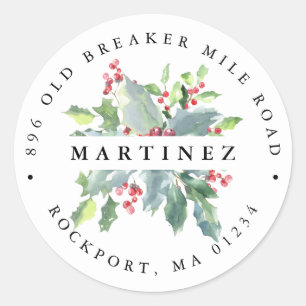 Étiquette de l'adresse de retour Holly Berries