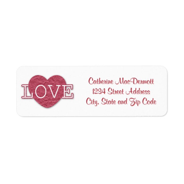 Étiquette de l'adresse de retour Love Valentine's  (Devant)